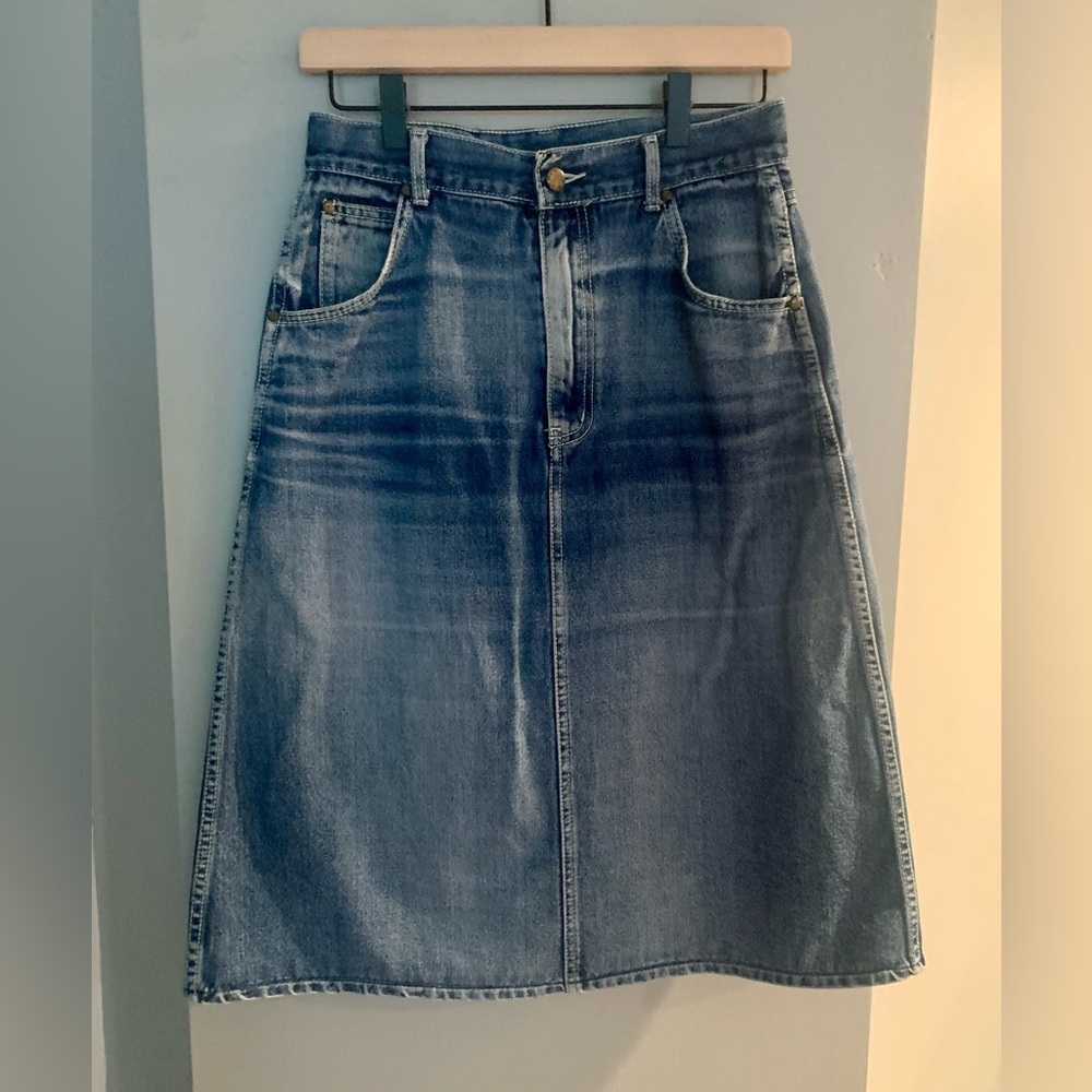 Gitano Riders Vintage Blue A-Line Knee-Length Skirt for Casual Wear